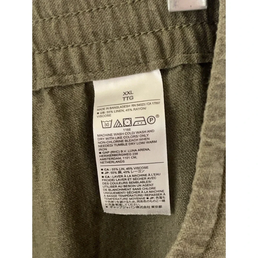 Banana Republic Pants Women 2XL Baggy Linen Blend Straight High Rise Drawstrings